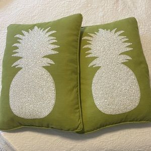 Two Lime Green Pineapple  Feather Pillows 13x17